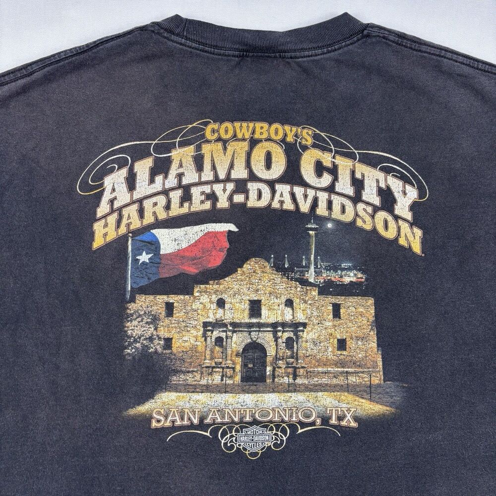 Vintage Harley-Davidson Alamo City San Antonio TX Graphic Tee Mens 2XL Black - Picture 5 of 8